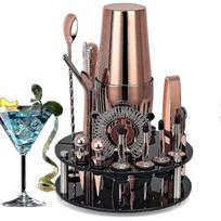 Bartender Kit,20-piece Rose Gold Cocktail Shaker Set With Rotating Acrylic Stand,for Mixed Drinks Martini Home Bar Tools - pengjun