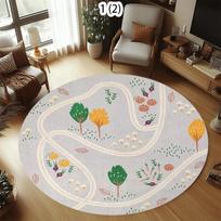 Kids Dinosaur Circular Area Rug Carpet Mat Rug Home Decoration Cartoon Pattern Non Slip Floor Rug for Living Room Bedroom Decor 80cm x 80cm