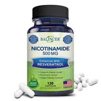Nicotinamide 500 Mg Dietary Supplement, With Resveratrol Powder, 120 Capsules Per Bottle 120 Capsules