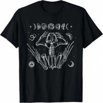 Goblincore Aesthetic Frog Skeleton Goth Dark Academia Grunge T-Shirt S įvairiaspalvis