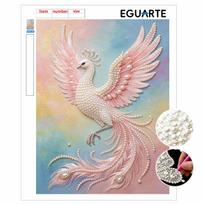 5D Pearl Art White Peacock Floral Design DIY Enamel Mosaic Painting Frameless Wall Decor Handmade Craft Gift for Home Bedroom Living Room 30x40cm