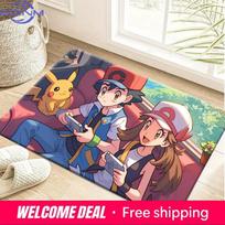 Cute Pokemon Ash And Pikachu Game Time Anime Print Soft Non Slip Absorbent Home Bathroom Bedroom Entryway Decor Floor Rug Doorma 40x60cm(15x23 in)