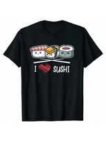 Funny I Love Japanese Sushi Chopsticks T-Shirts Wounisex's Fashion Casual Tshirt Loose Streetwear TShirt Wounisex Clothing Personality S įvairiaspalvis