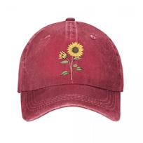 Pink Sunflower Baseball Cap  New Vintage Washed Cotton Baseball Cap Parent Kids Sun Hats Adjustable
