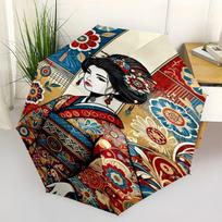 Japanese Geisha Art Print: Traditional Beauty in Vibrant ColorsUmbrella with Cute Design,Portable 3-Fold Compact Umbrella for Men&Women,Vale