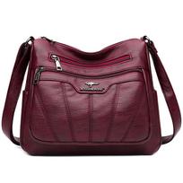 Soft Leather Women Bag Branded Designer Ladies Handbag Purses 2026 Luxury Female Shoulder Bag Large Capacity Crossbody Bags Sac raudona