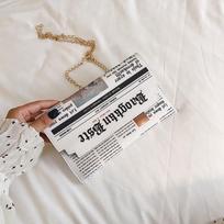 Women Joker Messenger Bag Chain Shoulder Bag Persality Fashi Small Square Newspaper News Styling Bags Wholesale Bolso Muje balta