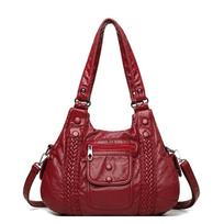 Mados Bostono krepšiai Moteriškos rankinės PU odiniai pečių krepšiai Crossbody Bag Didelės talpos moteriškos dizainerio rankinės krepšys raudona