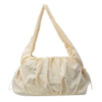 Dumpling Bag Drawstring Canvas Shoulder Bag Pleated Korean Style Cloud Crossbody Bag Large Capacity Casual Underarm Bag Lady