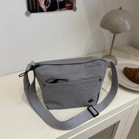 Ultra-light Nyl Crossbody Bag for Women Adjustable Wide Strap Lightweight Women's Bag Zipper Closure Stylish Messenger Bag pilka spalva