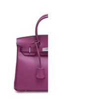 Silver Buckle Togo Small Pattern, Genuine Leather Foreign Trade New First Layer Cowhide High-end Large-capacity Handbag Women's Big Bag 20cm tamsiai violetine spalva
