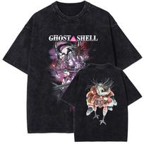 benber vintage Ghost In The Shell Manga Print Tshirt for Men Women Clothing Vintage Washed T Shirt  Short Sleeve Cotton Tees S