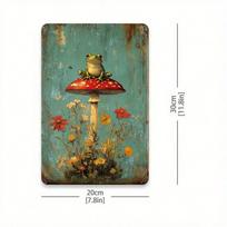 Planetjuice Frog Mushroom Vintage Metal Sign Funny Rainforest Decor Pre Drilled Holes Wall Art Home Garden Cafe (as the picture,20x30cm)