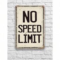 Planetjuice Vintage Metal Tin Sign No Speed Limit Car Wall Art Garage Decor Man Cave Gift x (as the picture,20x30)