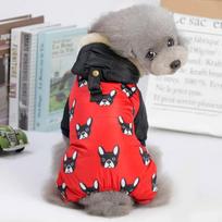 Small Dog Winter Jumpsuit Fleece Lined Cotton Pet Clothes Hooded Warm Outfit for Puppies and Small Breeds Soft Comfortable Material S