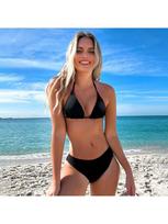 Ribbed Triangle Cup Tie Side Sexy Bikini Swimsuit Fashionable For Summer Holiday S