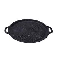Cast Iron Korean BBQ Grill Pan Stone Coated Non Stick Griddle Plate for Camping Outdoor Portable Stove Use 32cm Diameter juoda