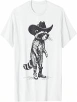 Vintage Raccoon Cowboy Cowgirl Trash Panda Western Country T-Shirt S įvairiaspalvis