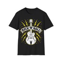 Rock'n'Roll Guitar T-Shirt, Rock Music Fan Tee, Unisex Regular Fit Top 2XL