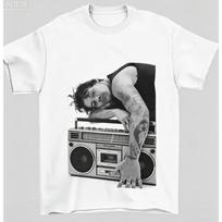 Harry Styles Retro Music Photo White Tees Featuring Gramophone Disco Ball and Boombox Prints for Pop Star S