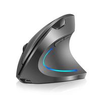 Vertical Mouse, 2.4G Rechargeable Upright Ergonomic Mouse with 3 Adjustable DPI Levels, RGB Fluorescent Light, Plug-in & Play, Gray