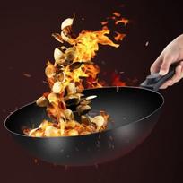MAXCOOK 32CM Round-Bottom 304 Stainless Steel Wok