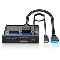 GRAUGEAR 20Gbps USB3.2 Gen2x2 Type-C 3.5-inch Bay Card Reader, Internal Memory Card ReaderWriter, Multifunctional PC Front Panel Mount, 6-Port USB-C