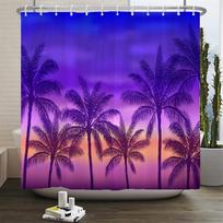 Tropical Palm Tree Gradient Sunset Print Shower Curtain Waterproof Polyester Fabric Bathroom Curtain With Hooks Quick Dry Washab (as the picture,120x180cm)