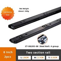 8-20 Inch Adjustable Cold Rolled Steel Drawer Slides - Two-Section Smooth Close Sliding Track for Cabinet and Furniture Hardware