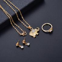 Fashion Rhinestone Elephant Necklace & Earring Set auksas