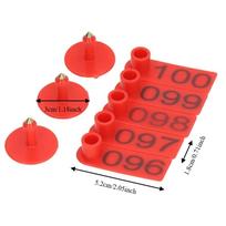 100Pcs Flexible Livestock Ear Tags PP Ear Tags Easy Operation Numbered Livestock Ear Tags  Pig raudona