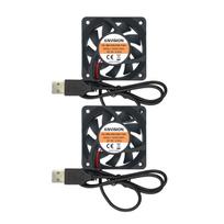 ANVISION 60mm x 15mm DC 5V USB Brushless Cooling Fan, Dual Ball Bearing, 2-Pack