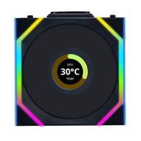 LIANLI 120mm ARGB Fan, Reverse Model, UNI FAN RS SL LCD Wireless 120 BK Single Pack, 1.6-inch LCD Screen, 2.4GHz Wireless, Cable Management-Free, FDB