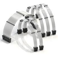 LINKUP 30cm PSU Cable Extension with Sleeve, Custom Mod PC Power Supply, Braided with Comb, Compatible with RTX3090, 6-Pack  1x 24P  2x 8P (4+4) CPU
