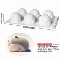 Baking Tool 6-Cavity Silicone Cake Molds 3D Lovely Cat Flexible Pudding Mousse Mould Reusable Non-Stick Soap Mold Dessert Making