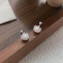 999 Sterling Silver Dandelion Stud Earrings for Women - Versatile Screw Back Ear Jewelry 999 Sterling Silver balto aukso spalvos