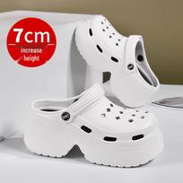 Women's Thick-Soled Perforated Non-Slip Sandals - Odor-Resistant EVA, Fashionable & Height-Enhancing Summer Style
