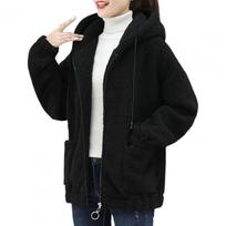 Trendy Lady Winter Coat Solid Color Drawstring Fleece Wear-resistant Women Jacket Women Jacket Winter Coat L