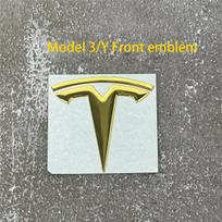 Priekinio buferio arba galinės bagažinės logotipas Tesla pakeitimui Modelis 3/Y - Metalinis juodintas logotipas Emblema Automobilio išorės apdailos dalys