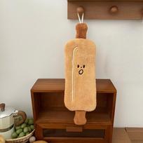 Kawaii Bread Design Hand Towel Thick Coral Fleece Hanging Kitchen Bathroom Handkerchief Absorbent Cleaning Cloth Hand Wipe