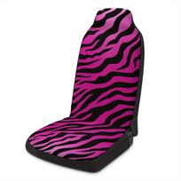 2pcs Vibrant Pink & Black Zebra Stripe Car Seat Covers - Fit Front Seat Protectors, Non-Slip Breathable Fabric, Machine Washable