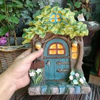 Fairy Tale Doorplate Resin Figurine, Fairy House Statue, Gardening Park Decoration, Craftwork įvairiaspalvis