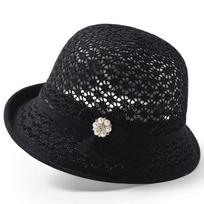 Elegant Hollowed-Out Sun Hat Floral Decoration Short-Brimmed Style Mother Flower Bucket Hat Breathable Lightweight Bowler Hat juoda