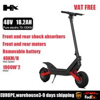 HX X10 Galingas Dvigubo Variklio Elektrinis Paspirtukas 2000W Visureigiams Suaugusiems 48V 18.2AH Sulankstomas Elektrinis Paspirtukas 11.0 Colių E Paspirtukas 2000W 18.2AH juoda