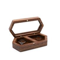 Portable Velvet Mini Wood Rings Box Square Luxury Rings Bearer Box Necklace Earrings Wedding Jewelry Organizer Gifts