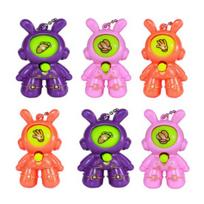 6/30Pcs Rabbit Astronaut Finger Guessing Toy Press Rock Paper Scissors Game Cartoon Keychain with Bead Chain Kids Adults Gift Party Favors 30PCS