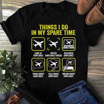 Funny Pilot T-Shirt Airplane Lover Aviation Spare Time Women T Shirts S juoda