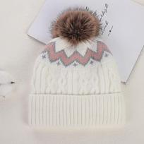 Soft with Pompom Knitted Hat Thickened Fleece Lined Beanies Hat Windproof Warm Cap Women