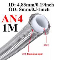 1~6M AN4 4AN Nylon Stainless Steel PTFE Brake Hose E85 Car Fuel Oil Turbo Cooler Line Pipe Tube + Swivel Hose End Fittings Set 1M AN4 SS Hose