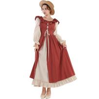 Women Halloween Carnival Costume Dress Up Fairy Ireland Cosplay Vintage Medieval Renaissance Bandage Dresses S raudona